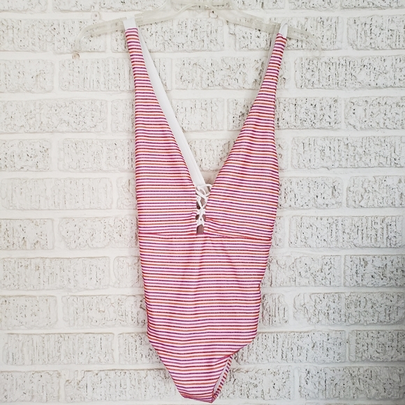 Onia Iona Dot Lace Up One-Piece Swimsuit